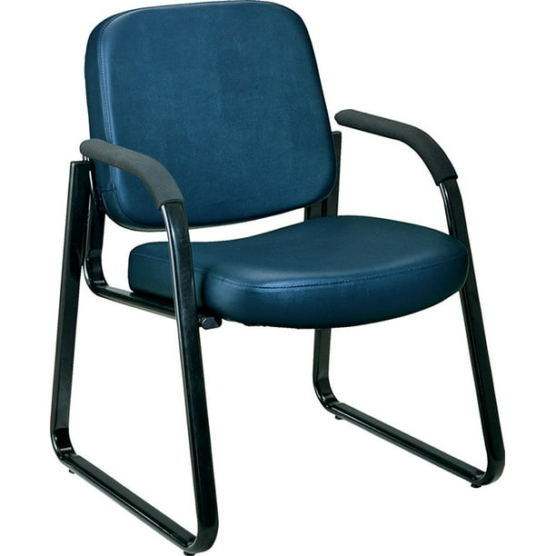 Reception Chair with Arms OFM Vinyl Guest Navy